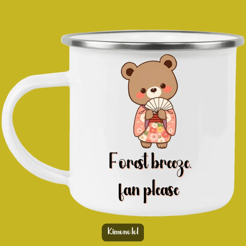 Funny Bear Floral Kimono Camping Mug: Elegant Outdoors, Humorous Adventure Gift
