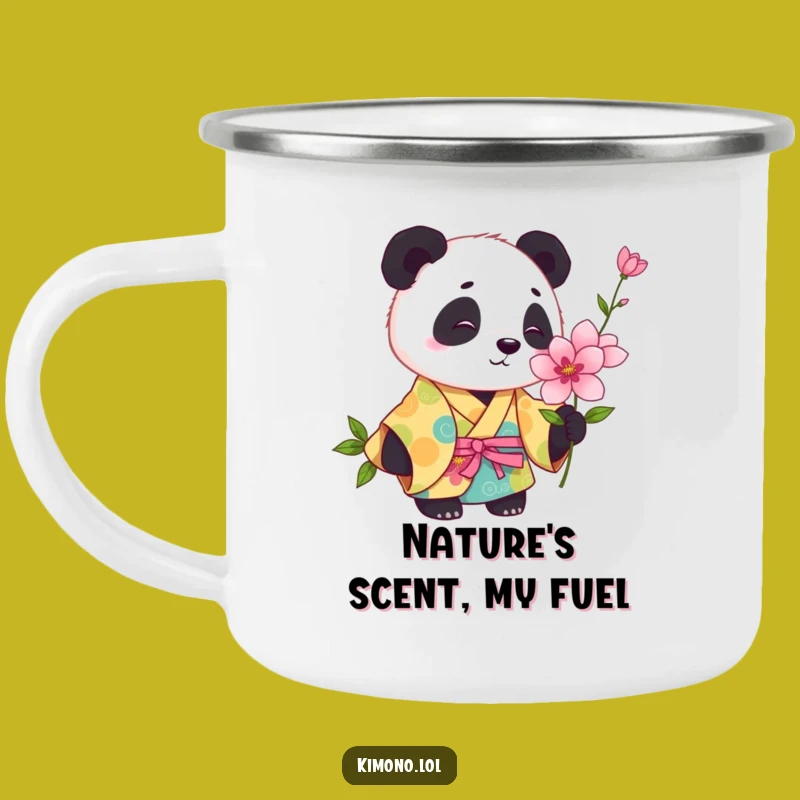 Funny Panda Kimono Camping Mug: Playful Outdoors, Humorous Adventure Gift