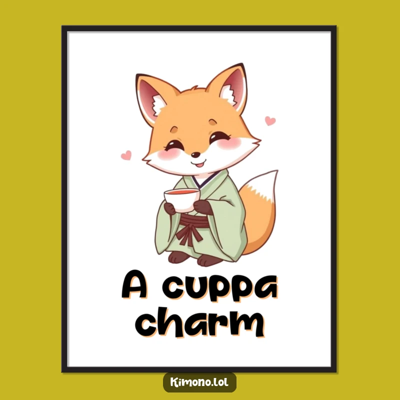 Funny Fox Kimono Digital Print: Instant Serene Art, Humorous Decor Gift
