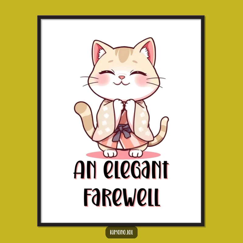 Funny Cat Kimono Digital Print: Instant Energetic Art, Humorous Decor Gift