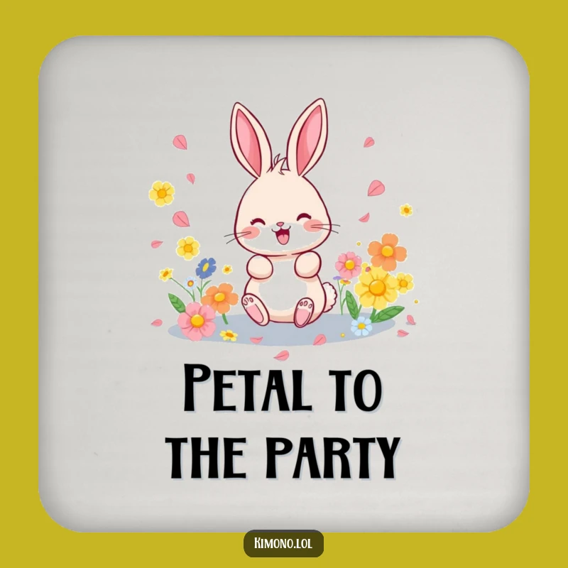 Funny Bunny Petal Drink Coaster Set: Protect Furniture Gift