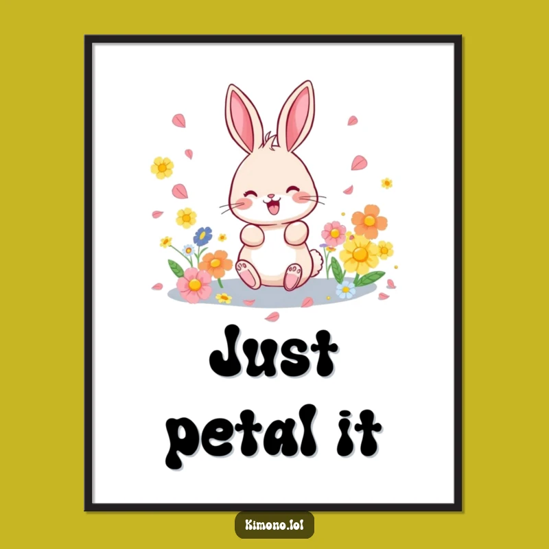 Funny Bunny Petal Art Poster: Vibrant Spring Decor & Gift Idea