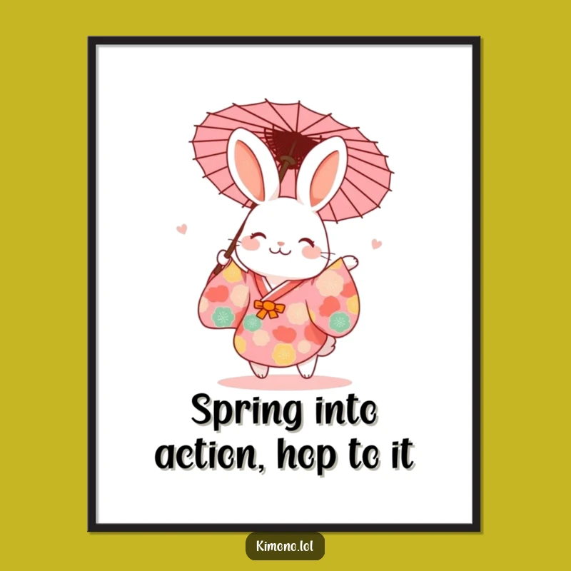 Free Printable Wall Art: Dancing Rabbit Kimono - Funny Downloadable Decor