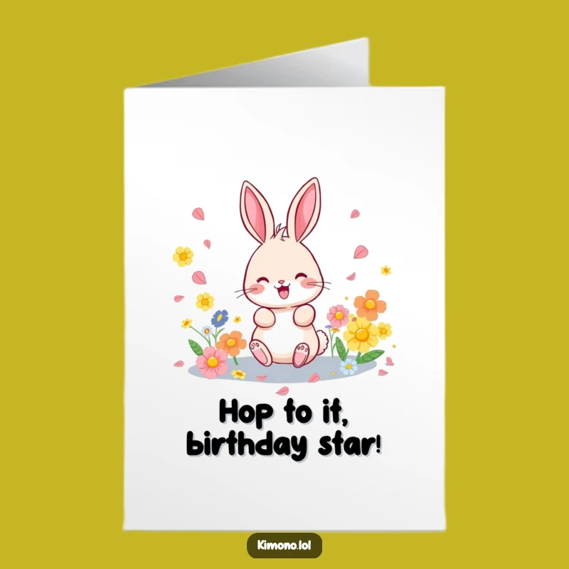 Free Printable Bunny Birthday Card: Funny Flower Petal Fun!