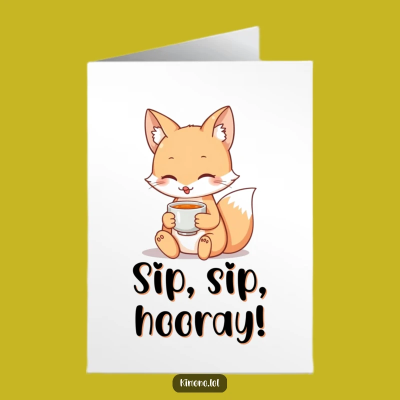 Free Printable Fox Birthday Card: Tea Time Celebration!