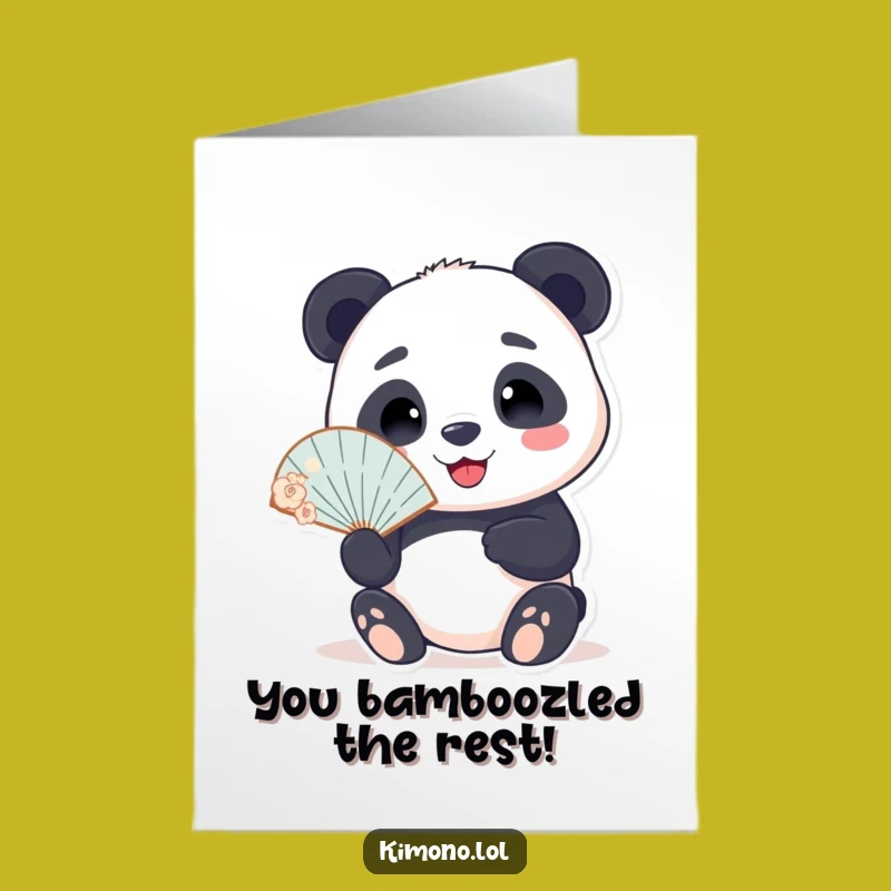 Free Printable Congrats Card: Chic Panda with Fan for a Joyful Downloadable Gift
