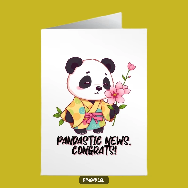 Free Printable Congrats Card: Panda Flower Kimono - Joyful Downloadable Gift