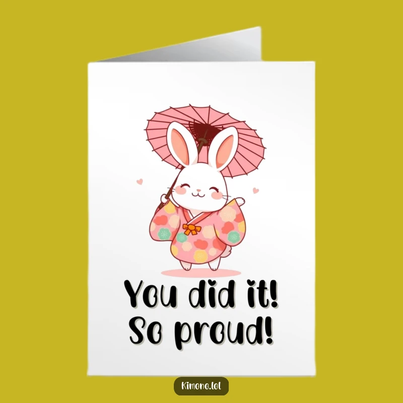 Free Printable Congrats Card: Dancing Rabbit Kimono - Joyful Downloadable Gift