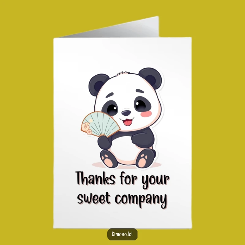 Free Printable Thank You Card: Gracious Panda with Fan for a Downloadable Gift
