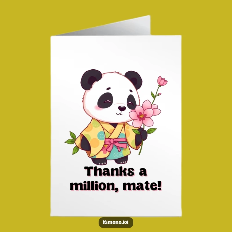 Free Printable Thank You Card: Panda Flower Kimono - Sweet Downloadable Gift