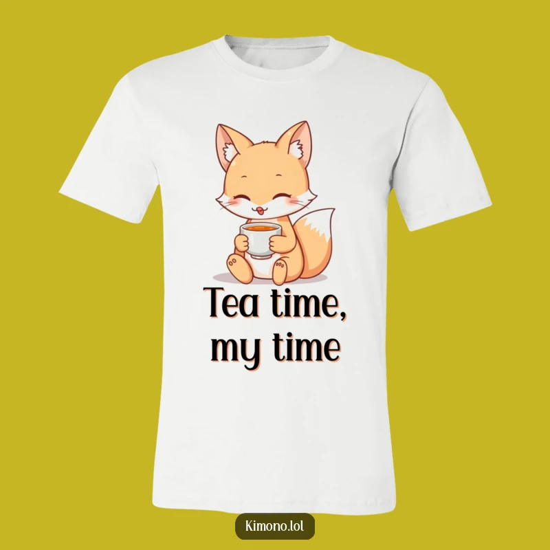 Funny Fox Tea Time T-Shirt: Relaxing Woodland Creature Tee Gift