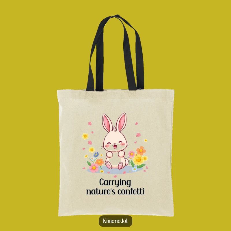 Funny Bunny Petal Tote Bag: Eco-Friendly Shopping Bag Gift
